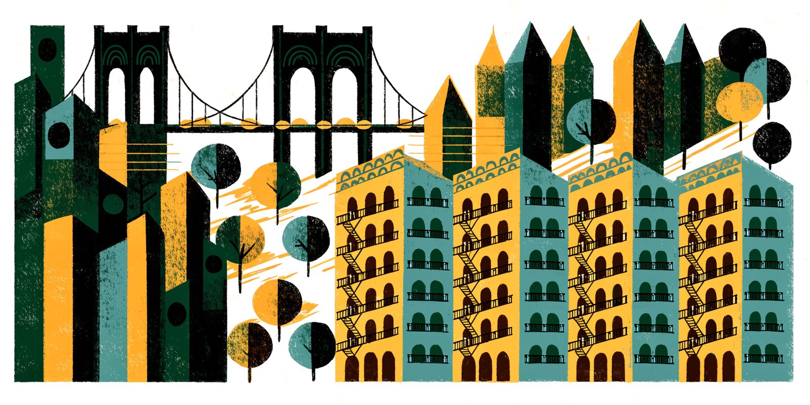 Illustration of Lower Manhattan: Financial District to the East Village