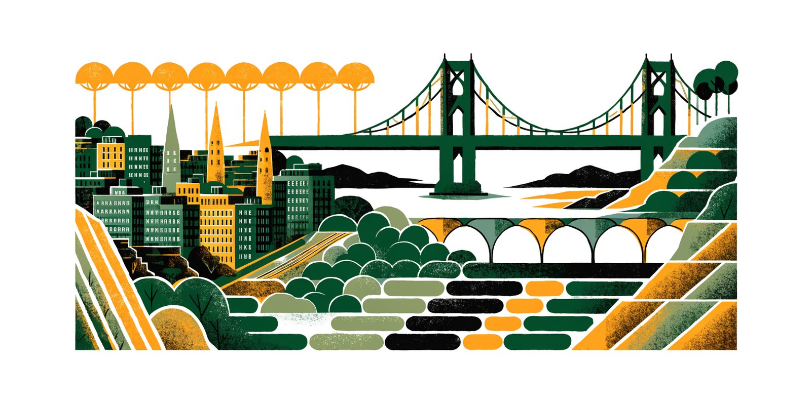 Illustration of Upper Manhattan: Harlem, Washington Heights and Inwood